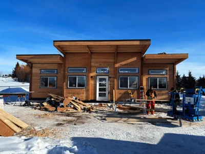Modern 24'x40' Timber Home Front Exterior