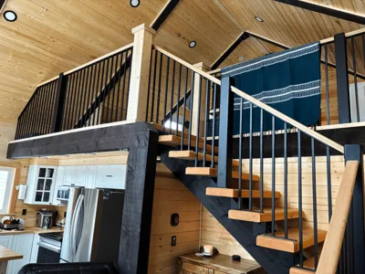 Newly installed stair railing